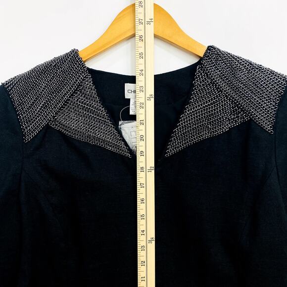 Chico's Chained Galloway Jacket Womens Size 3 Lined Black 3/4 Linen Blend Career - Picture 7 of 10